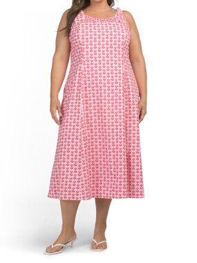 LEA Plus Ruched Floral Block Print Maxi Dress